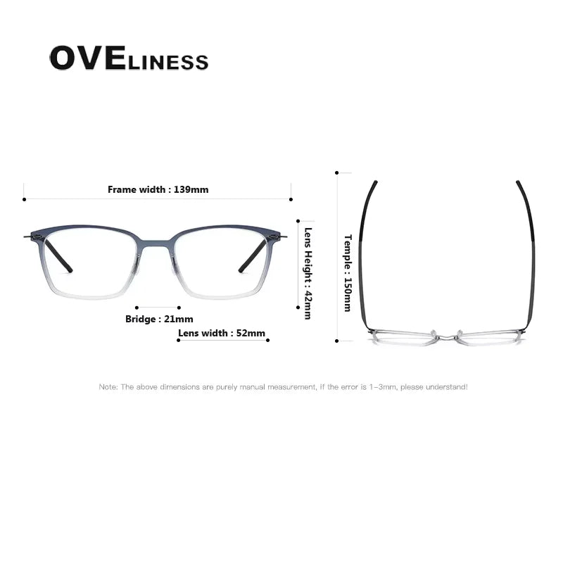 Oveliness Unisex Full Rim Square Titanium Acetate Eyeglasses 6536 Full Rim Oveliness