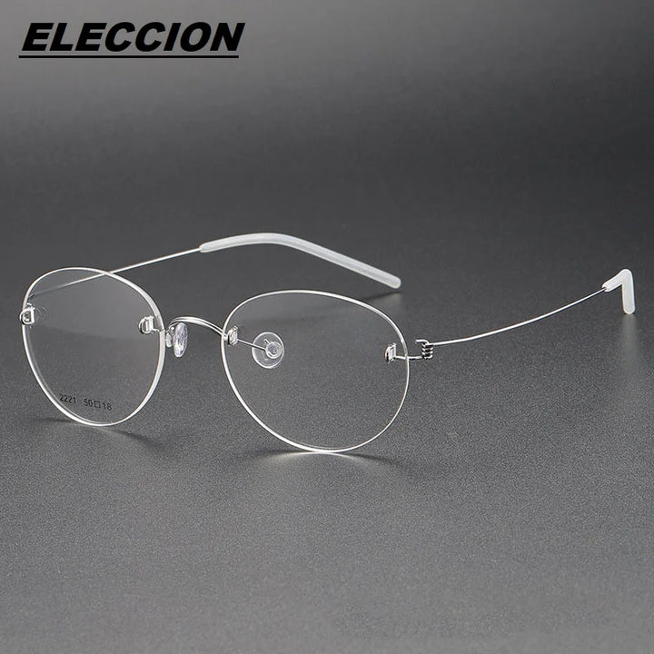 Eleccion Women's Rimless Oval Screwless Titanium Eyeglasses 42221