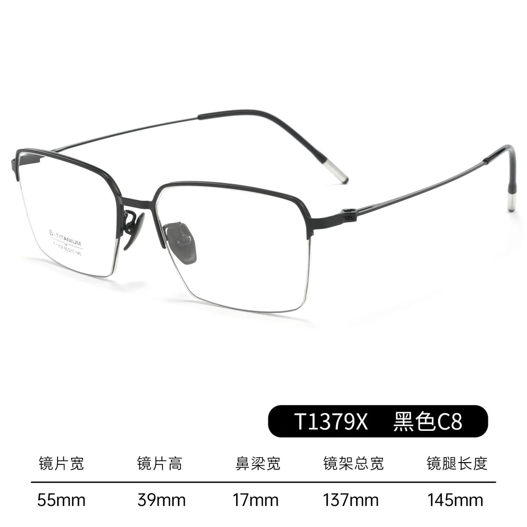 Gmei Optical 39208 men's square titanium alloy prescription eyeglasses — view 4