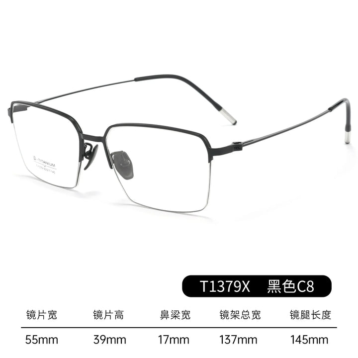 Gmei Optical 39208 men's square titanium alloy prescription eyeglasses — view 4