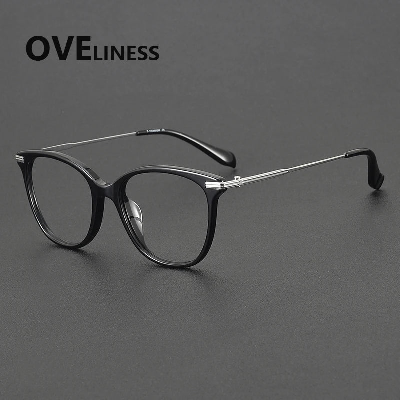 Oveliness Women's Full Rim Oval Square Acetate Titanium Eyeglasses 90005