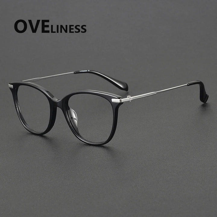 Oveliness Women's Full Rim Oval Square Acetate Titanium Eyeglasses 90005