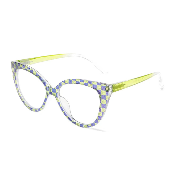 CCspace Women's Full Rim Cat Eye Tr 90 Titanium Reading Glasses R57566 Reading Glasses CCSpace +25 BlueGreen 