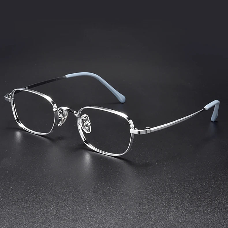 Muzz Unisex Full Rim Square IP Titanium Eyeglasses 836 Full Rim Muzz Silver  