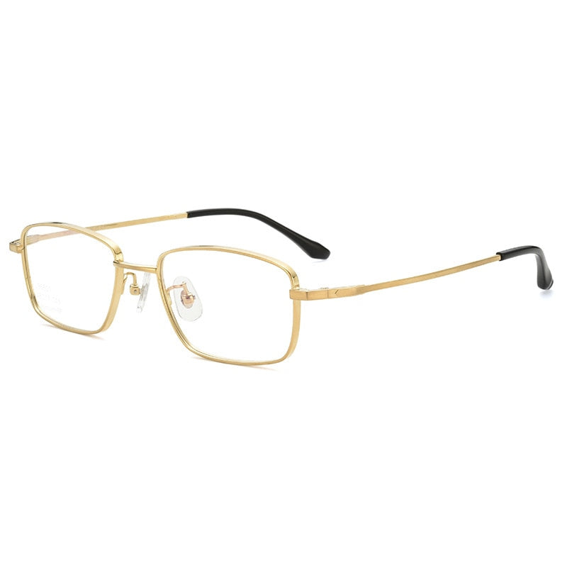 Yimaruili Men's Full Rim Small Square Titanium Eyeglasses J86501 Full Rim Yimaruili Eyeglasses Gold  