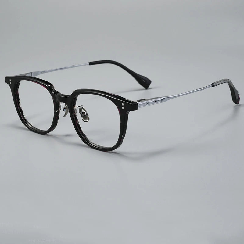 Black Mask Unisex Full Rim Square Titanium Acetate Eyeglasses 368150