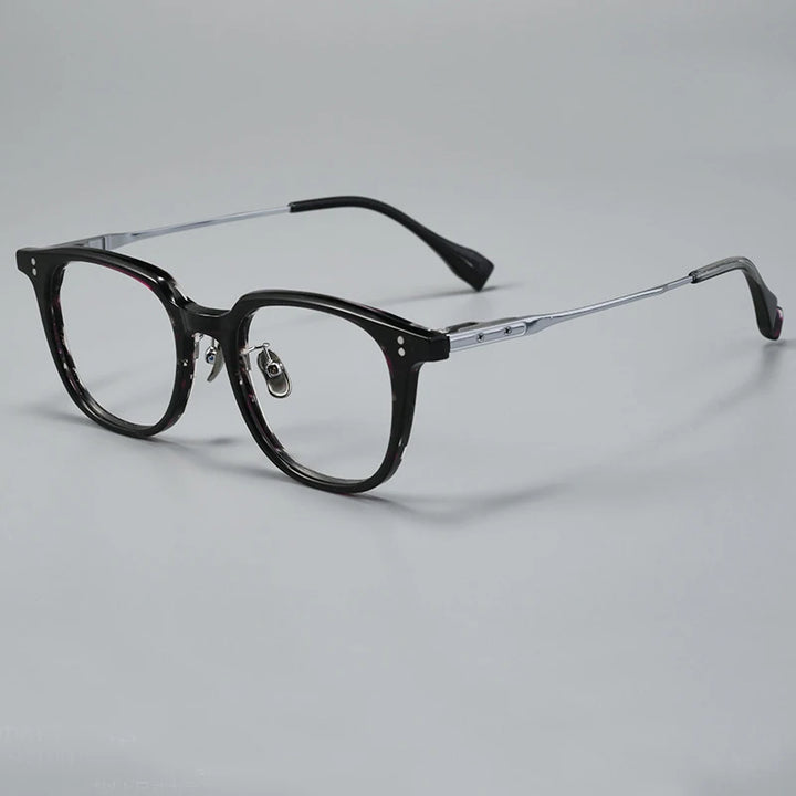 Black Mask Unisex Full Rim Square Titanium Acetate Eyeglasses 368150