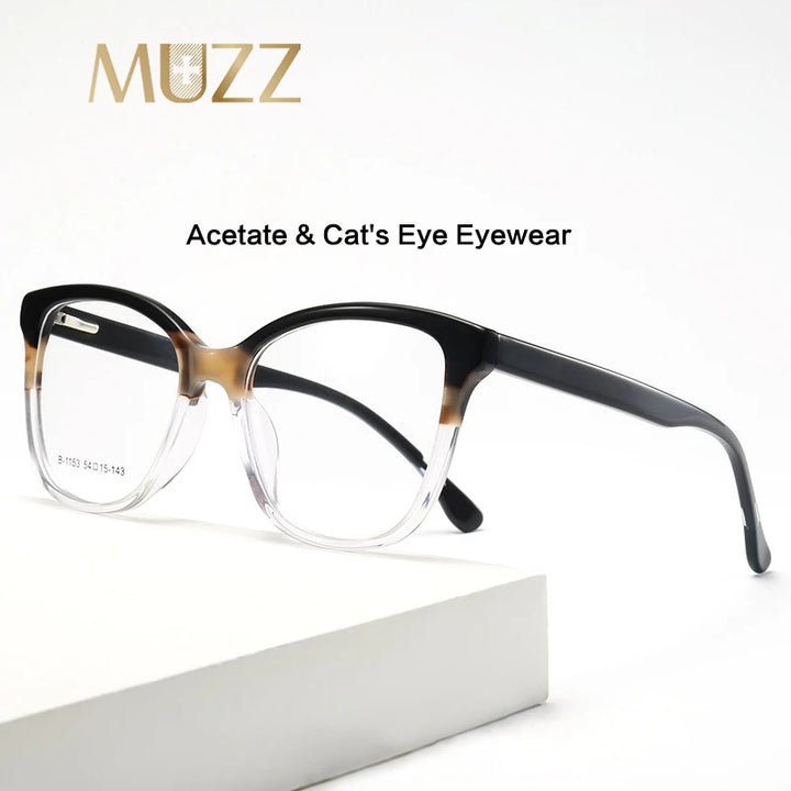 Muzz Women's Full Rim Big Cat Eye Thick Acetate Eyeglasses B1153 Full Rim Muzz   