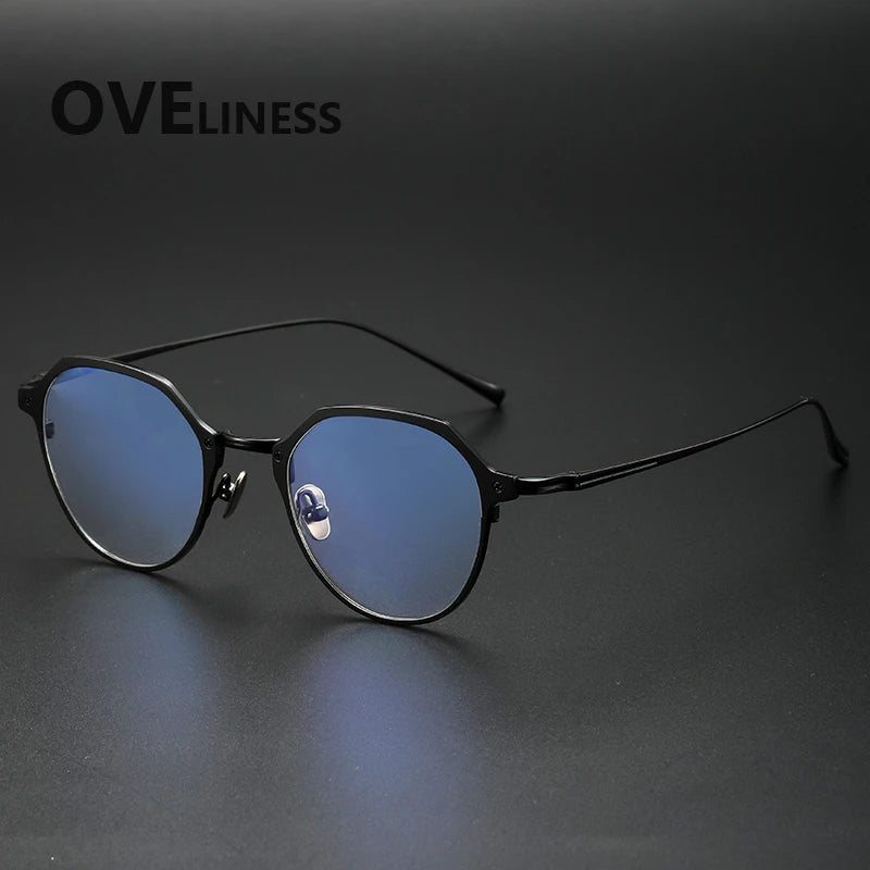 Oveliness Unisex Full Rim Big Polygon Titanium Eyeglasses 642039