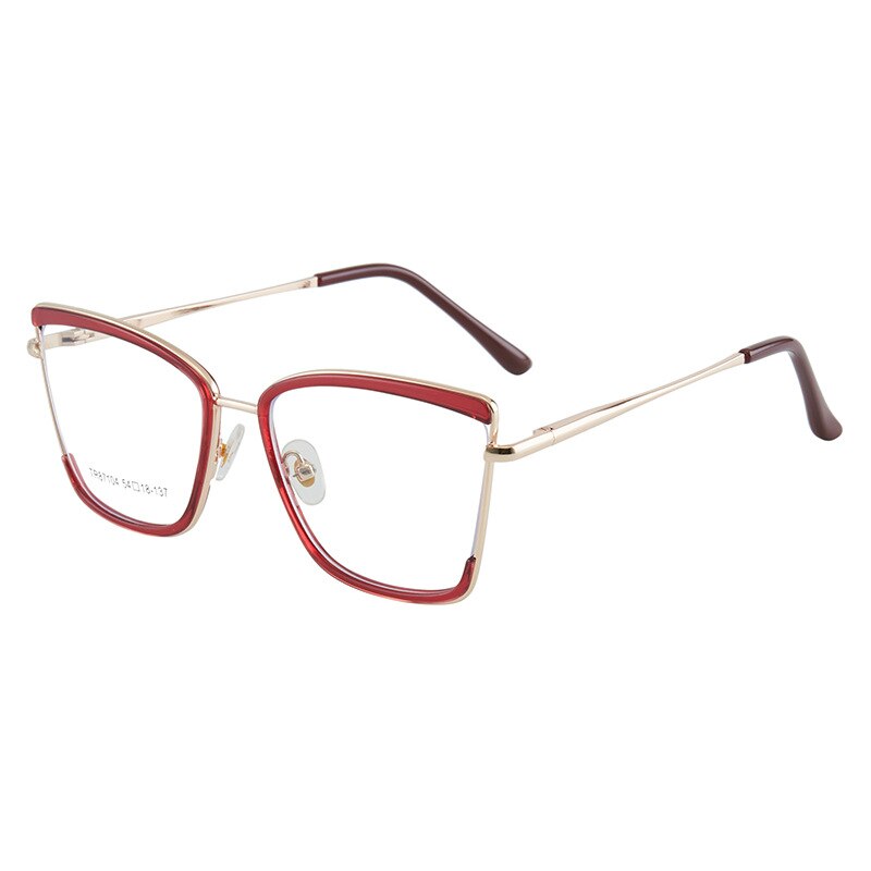 CCspace Unisex Full Rim Square Cat Eye TR 90 Alloy Eyeglasses 55915 Full Rim CCspace Red China 