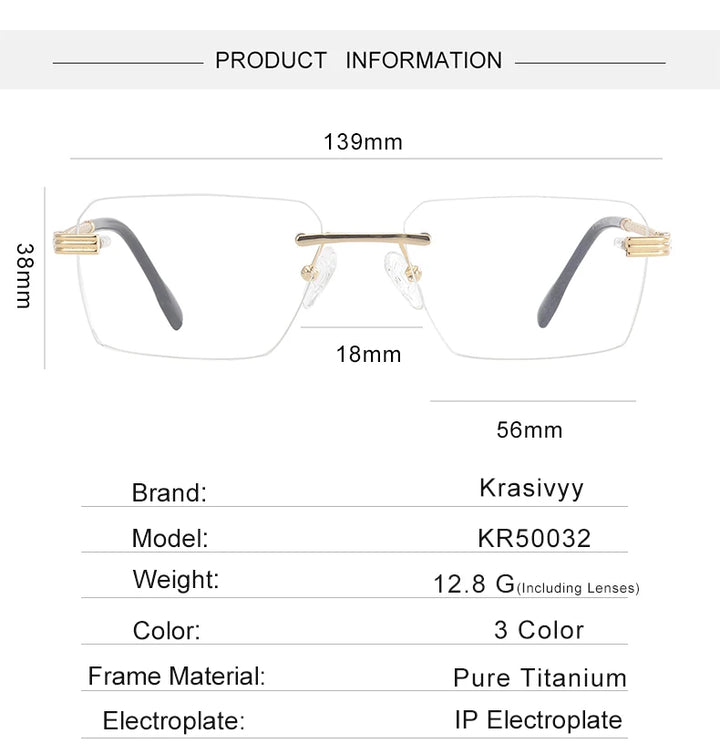 Krasivyy Unisex Rimless Flat Top Polygon Titanium Eyeglasses 650032