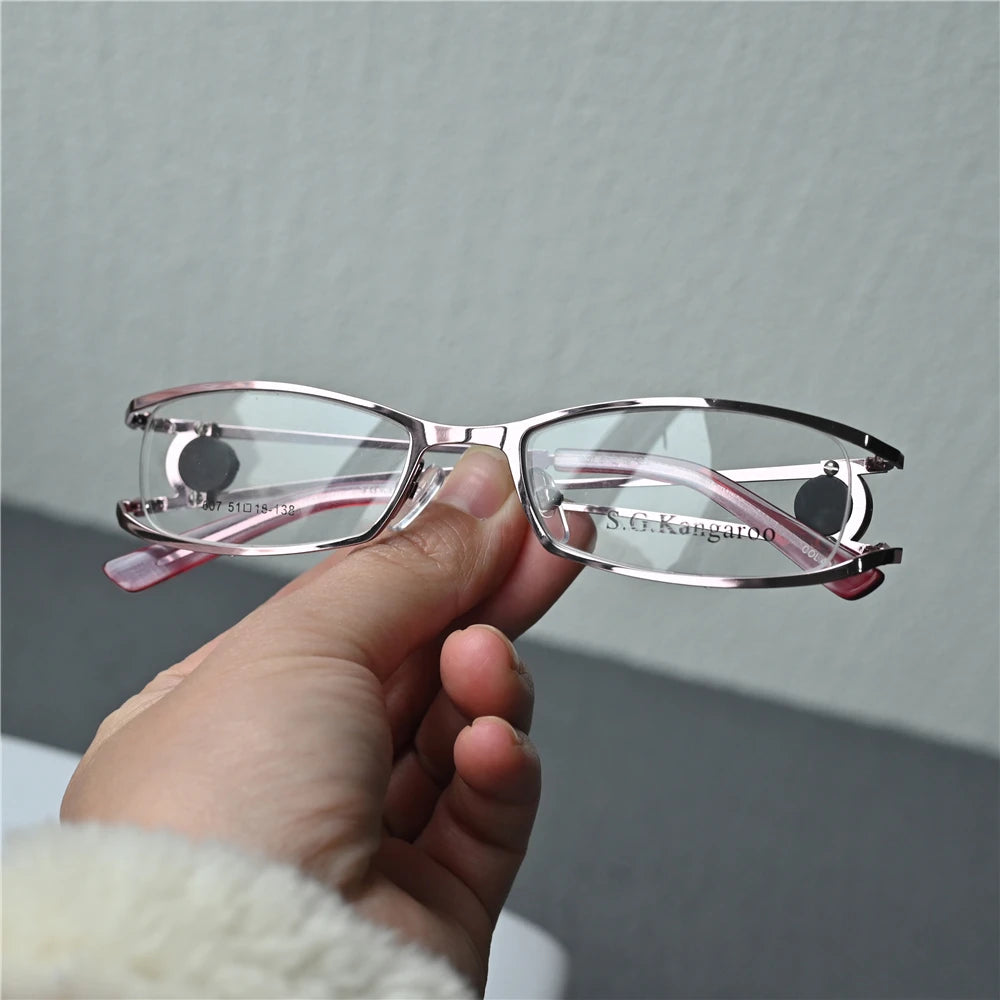 Cubojue Unisex Semi Rim Oval Rectangle Alloy Reading Glasses C607 Reading Glasses Cubojue +275 Pink 