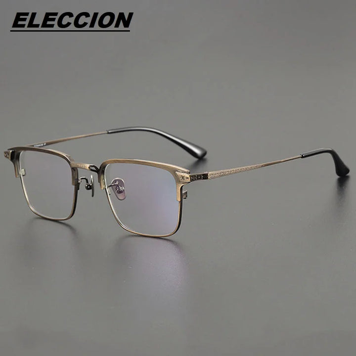 Eleccion Unisex Full Rim Square Titanium Eyeglasses 14405 Full Rim Eleccion