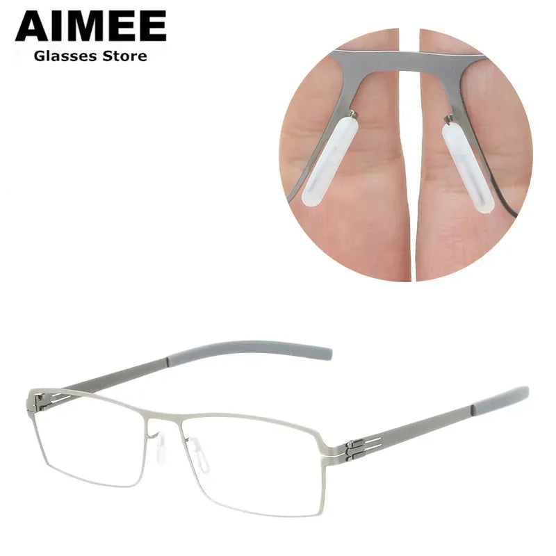 Aimee Men‘s Full Rim Square Screwless Stainless Steel Eyeglasses 50851