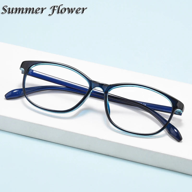 Summer Flower Women's Full Rim Small Square Tr 90 Titanium Eyeglasses 88010 Full Rim Summer Flower