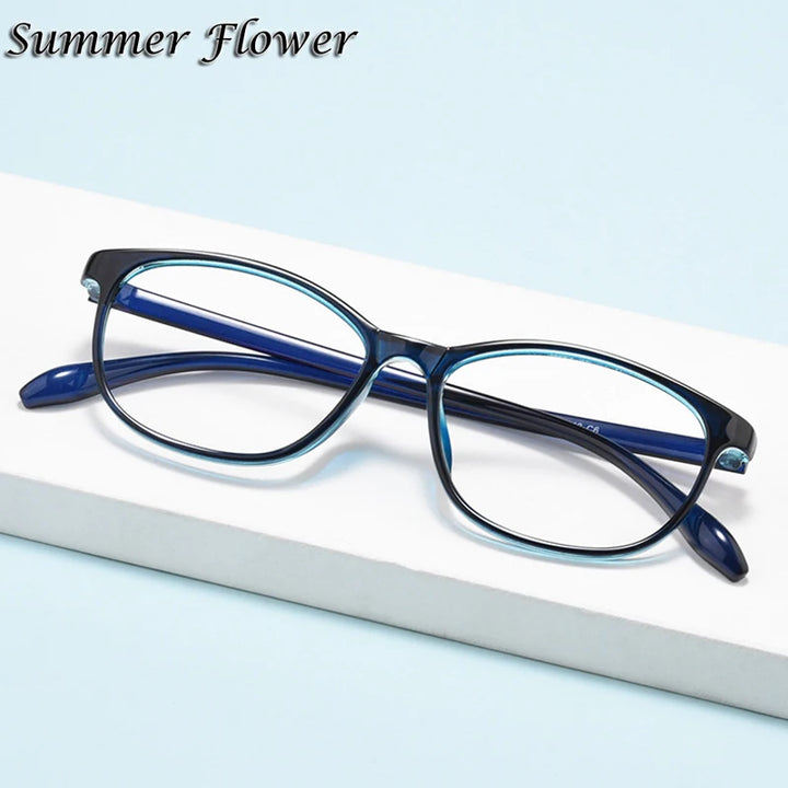 Summer Flower Women's Full Rim Small Square Tr 90 Titanium Eyeglasses 88010