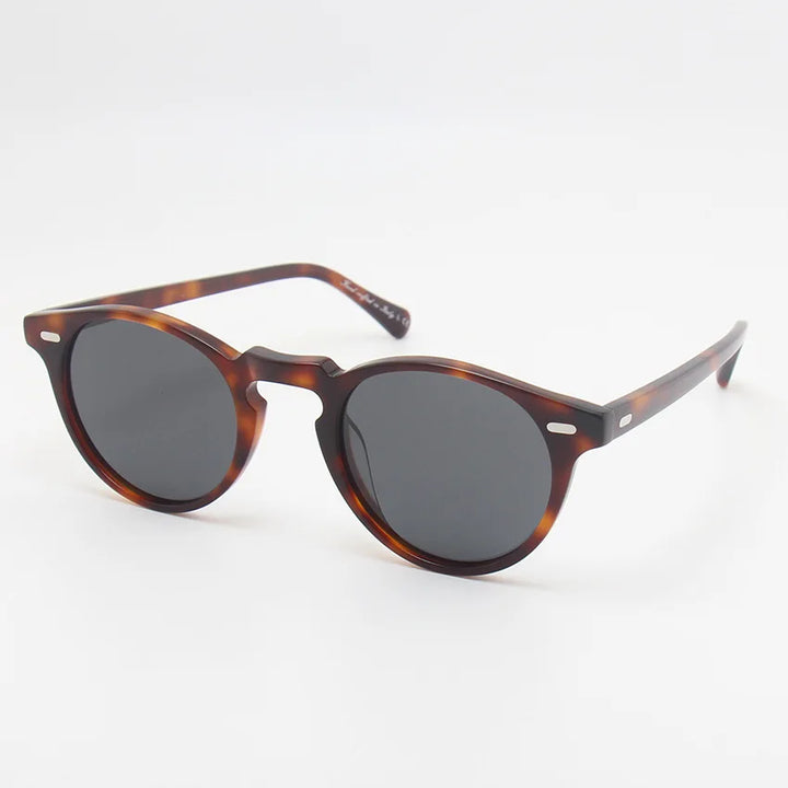 Black Mask Men Full Rim Round Acetate Polarized Sunglasses BM-O5186S