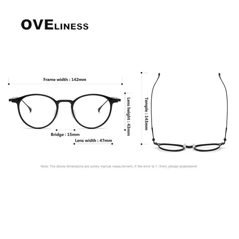 Oveliness Unisex Full Rim Oval Round Tr 90 Titanium Eyeglasses 38643 Full Rim Oveliness