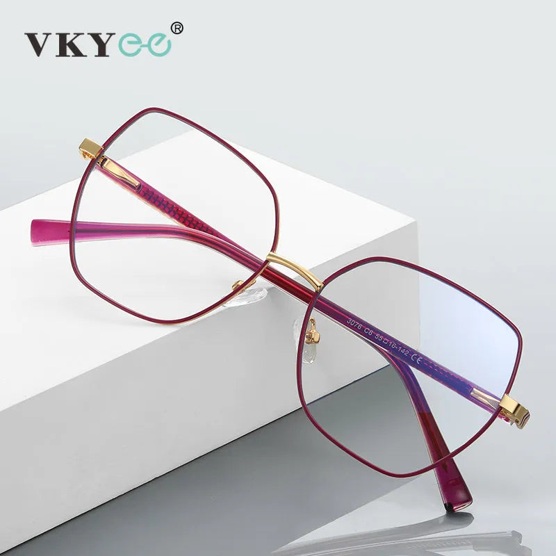 Vicky Women's Full Rim Polygon Cat Eye Stainless Steel Reading Glasses 3076 Reading Glasses Vicky   