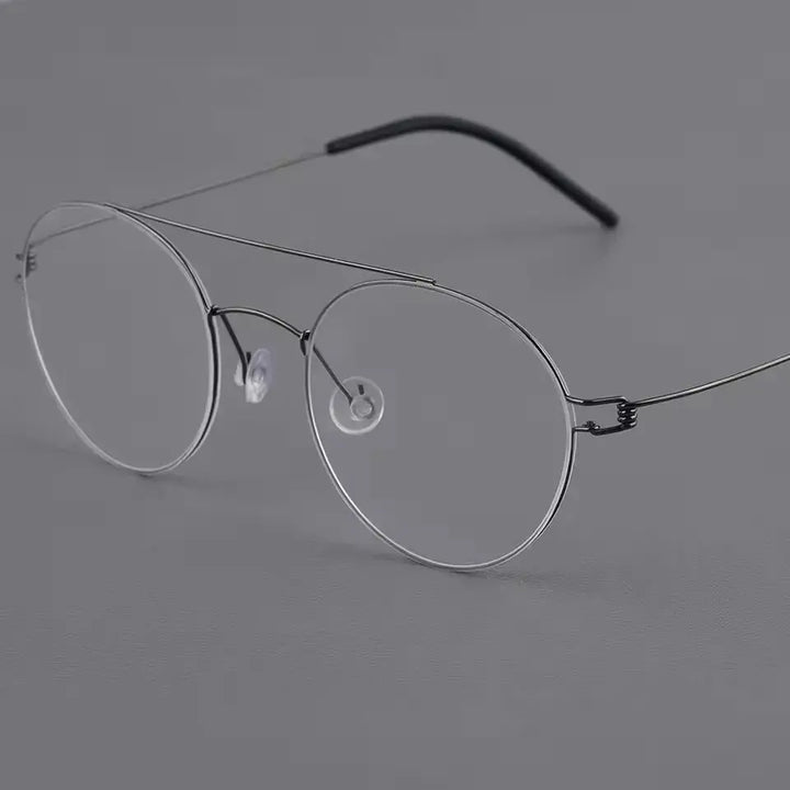 Aimee 504420 Women’s Titanium Full Rim Double Bridge Round Frames FuzWeb