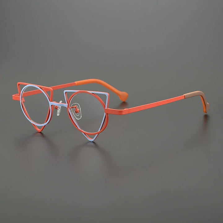 Gatenac Women's Full Rim Round Triangle Titanium Eyeglasses Gxyj85859