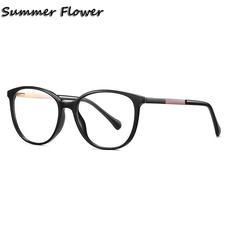Summer Flower Women's Full Rim Round Tr 90 Titanium Eyeglasses 205644
