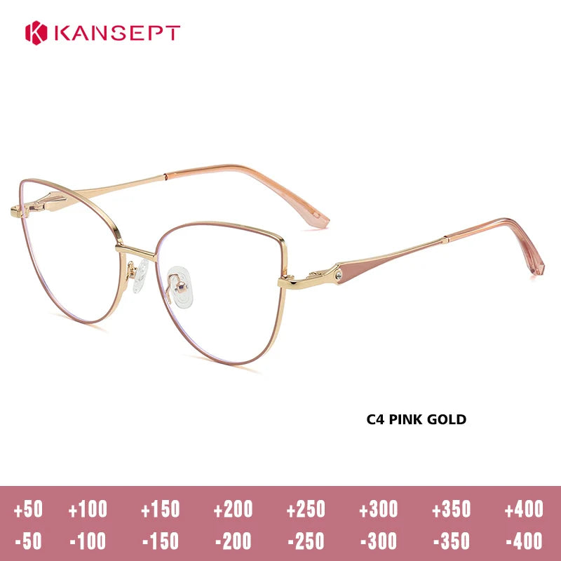 Kansept Women's Full Rim Oval Cat Eye Alloy Reading Glasses