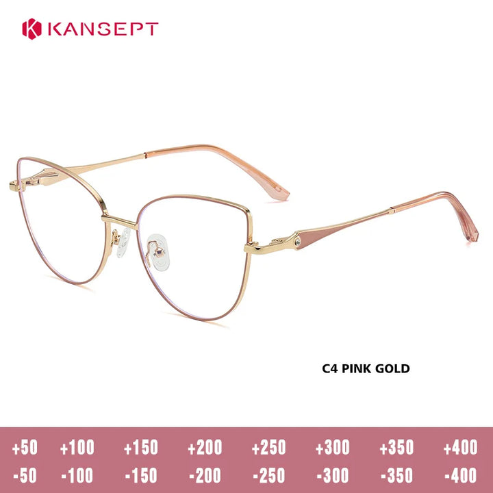 Kansept Women's Full Rim Oval Cat Eye Alloy Reading Glasses