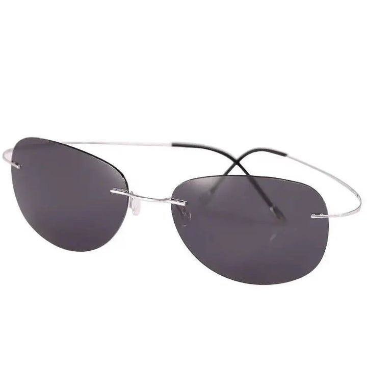Brightzone Women's Rimless Oval Titanium Polarized Sunglasses 594620