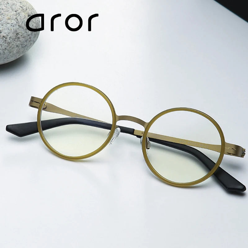 Aror Unisex Full Rim Oval Round Titanium Eyeglasses 80316