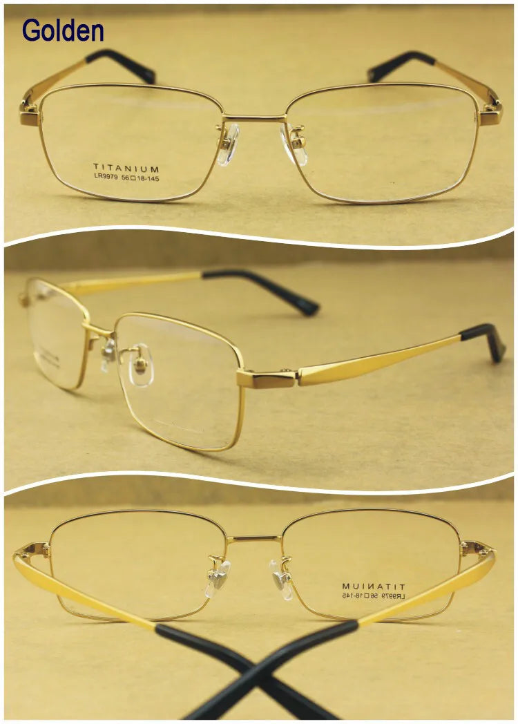 Brightzone Unisex Full Rim Square Titanium Eyeglasses 99779 Full Rim Brightzone Gold