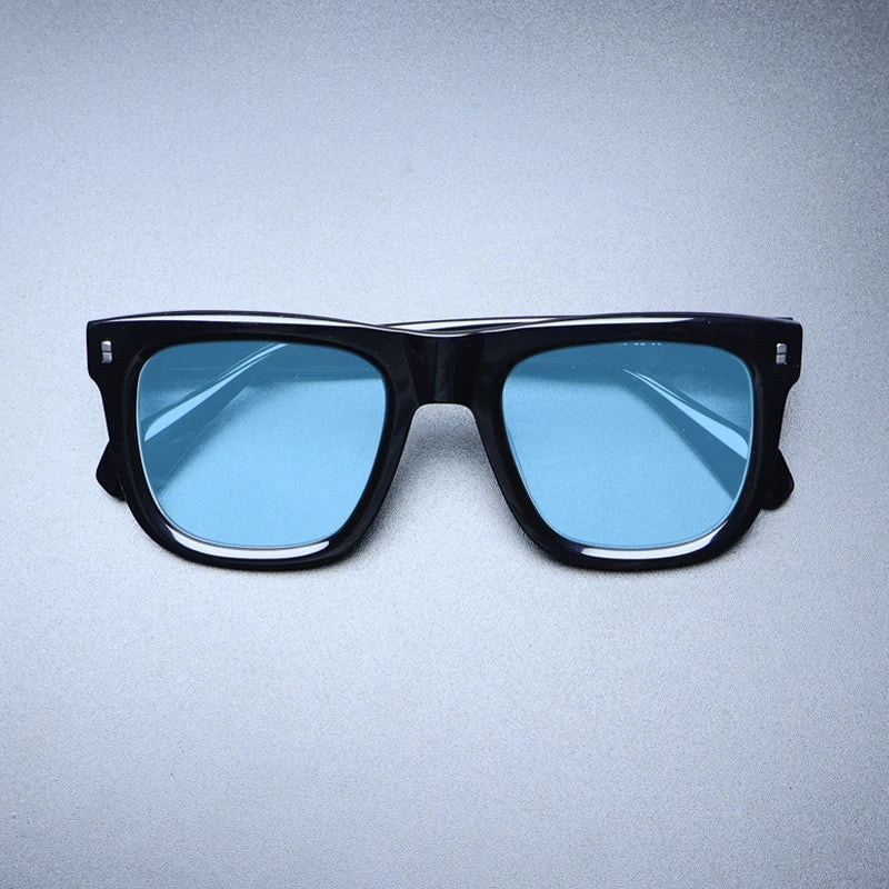 Gatenac Unisex Full Rim Big Square Acetate Polarized Sunglasses M007 Sunglasses Gatenac Black Blue  