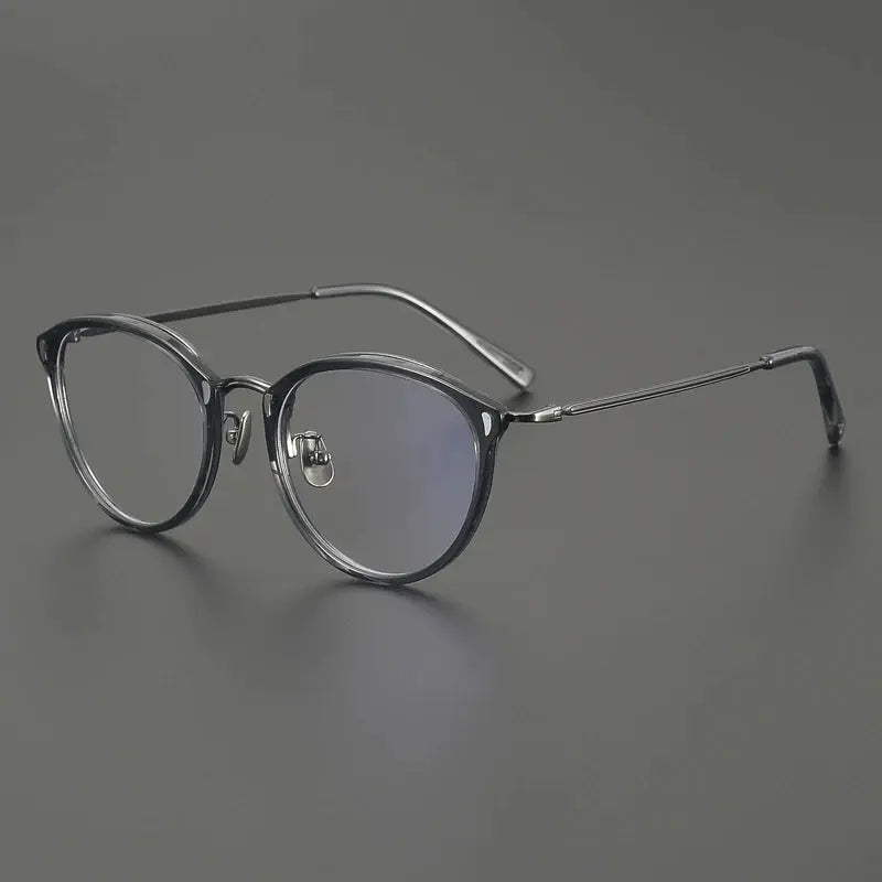 Gatenac Unisex Full Rim Oval Round Acetate Titanium Eyeglasses 679452 FuzWeb
