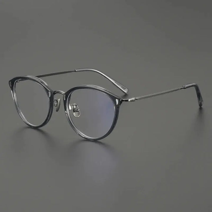 Gatenac Unisex Full Rim Oval Round Acetate Titanium Eyeglasses 679452 FuzWeb