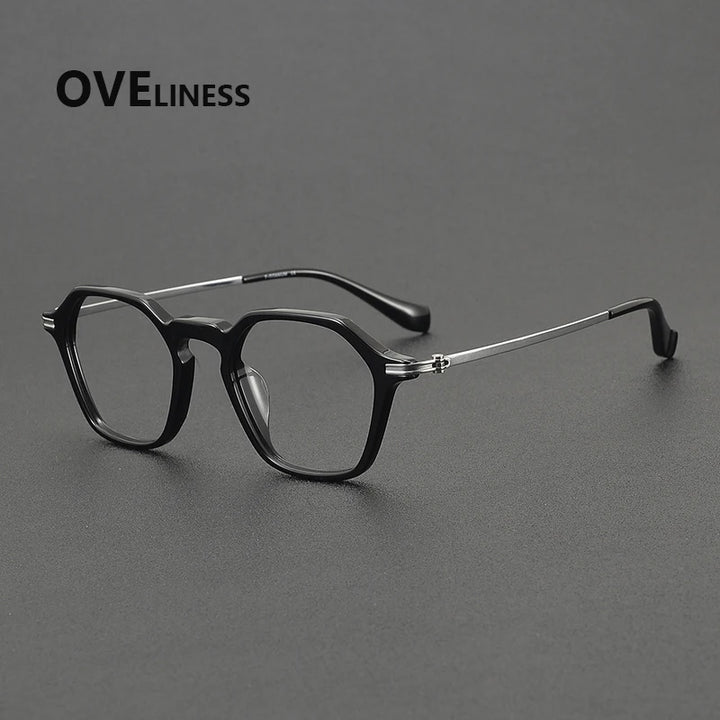 Oveliness Unisex Full Rim Polygon Acetate Titanium Eyeglasses 390013