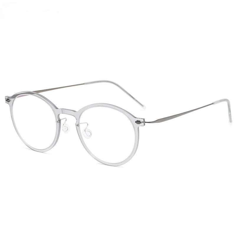 Aimee Unisex Full Rim Round Screwless Titanium Acetate Eyeglasses 6541 Full Rim Aimee   