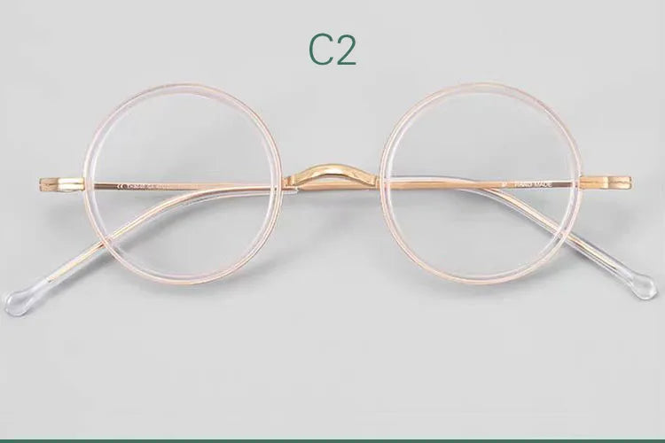 Yujo Women's Full Rim Round Titanium Acetate Eyeglasses 535136