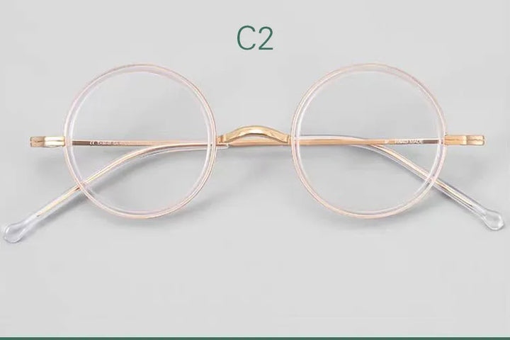 Yujo Women's Full Rim Round Titanium Acetate Eyeglasses 535136