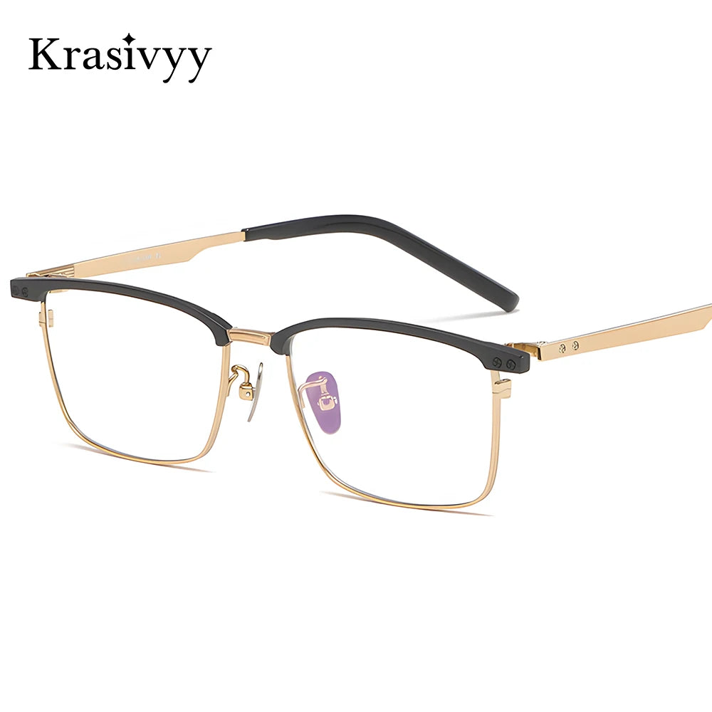 Krasivyy Men's Full Rim Square Titanium Eyeglasses 318704