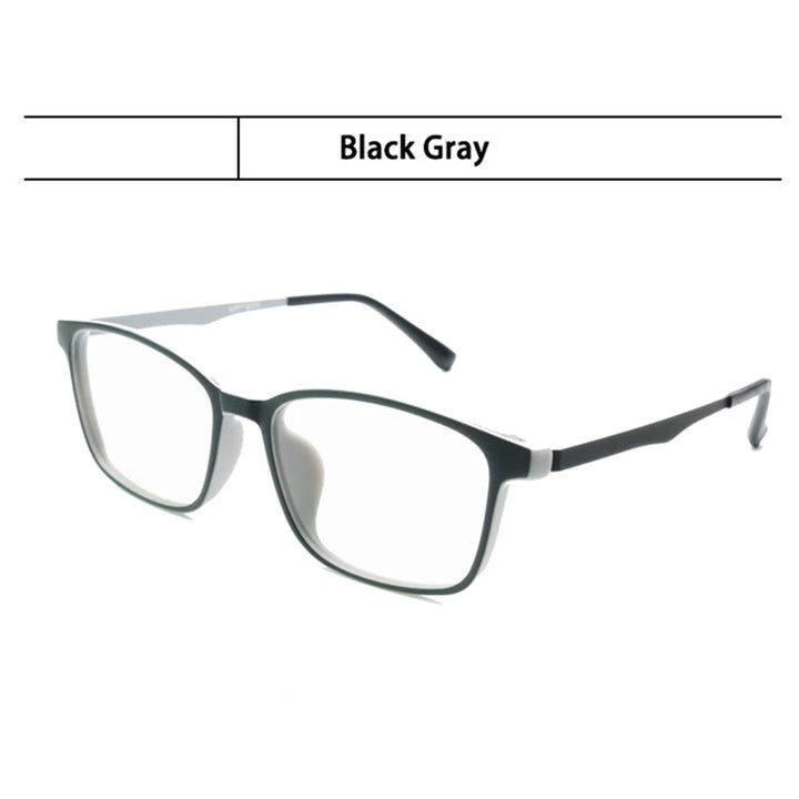 Kocolior Unisex Full Rim Square Tr 90 Titanium Eyeglasses F22002 Full Rim Kocolior Black Gray  