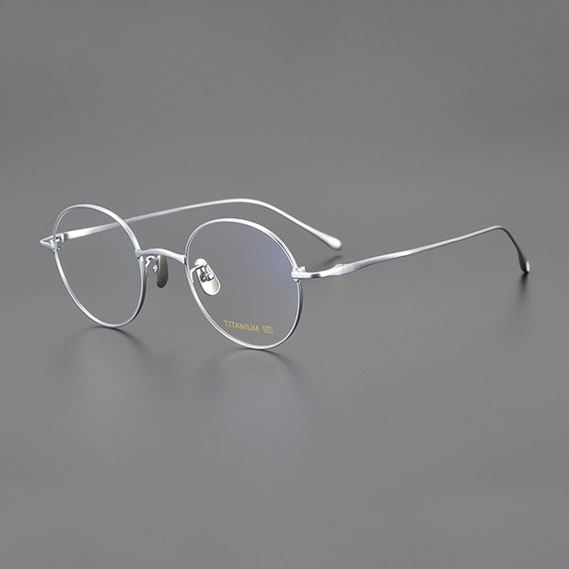 Gatenac Unisex Full Rim Round Titanium Eyeglasses Gxyj1097 Full Rim Gatenac Silver  