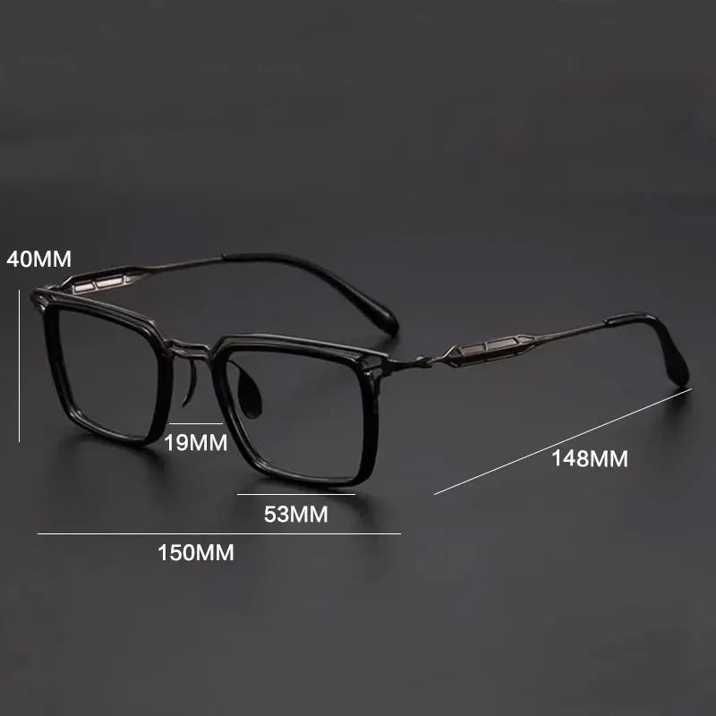 Gatenac Men's Full Rim Big Square Double Bridge Acetate Titanium Eyeglasses 246879 FuzWeb