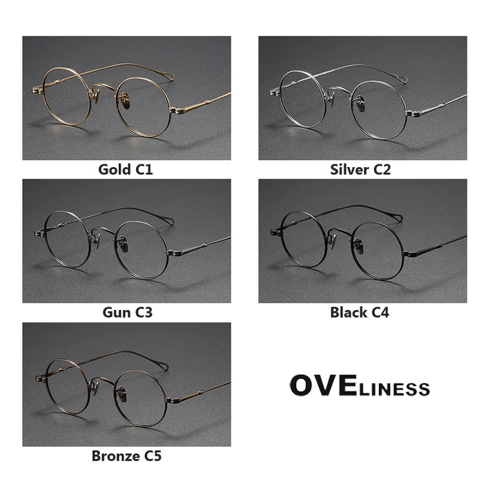 Oveliness Unisex Full Rim Round Titanium Eyeglasses M005 Full Rim Oveliness   