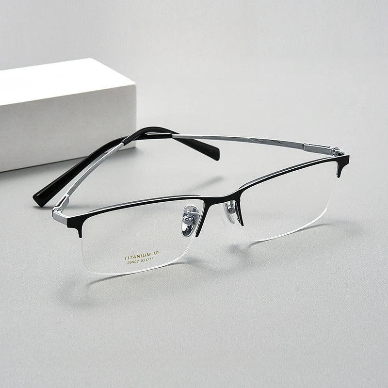 Yimaruili Men's Semi Rim Square Titanium Eyeglasses 26002 Semi Rim Yimaruili Eyeglasses