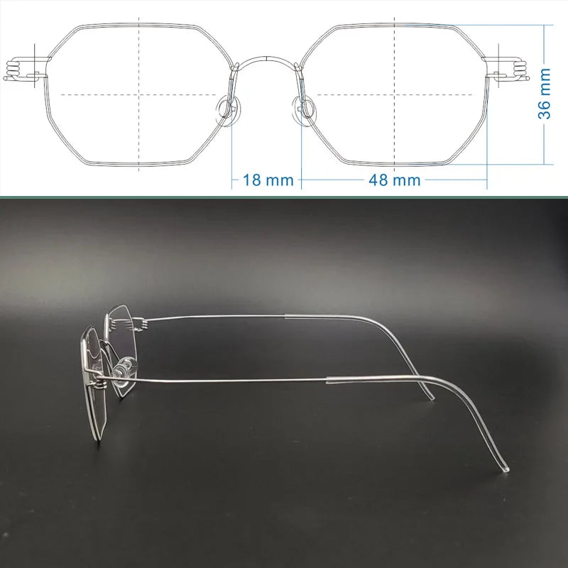 Yujo Unisex Full Rim Hexagon Screwless Steel Custom Eyeglasses 14131