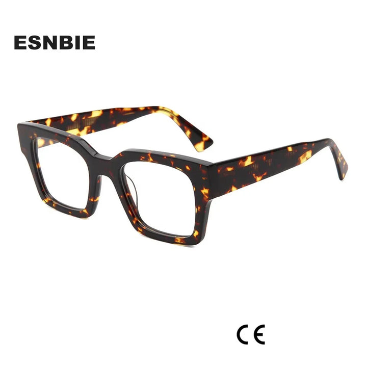 Esnbie Unisex Full Rim Square Thick Acetate Eyeglasses 23048 Full Rim Esnbie   