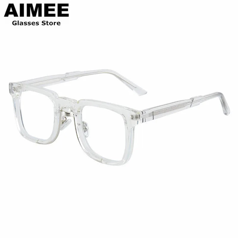 Aimee Unisex Full Rim Square Acetate Eyeglasses 6555 Full Rim Aimee Transparent  