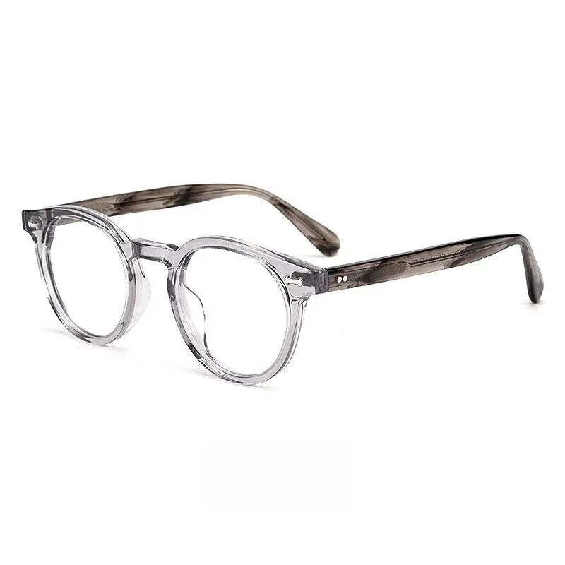 Yimaruili Unisex Full Rim Round Acetate Eyeglasses Kbt9861 Full Rim Yimaruili Eyeglasses Transparent Gray  