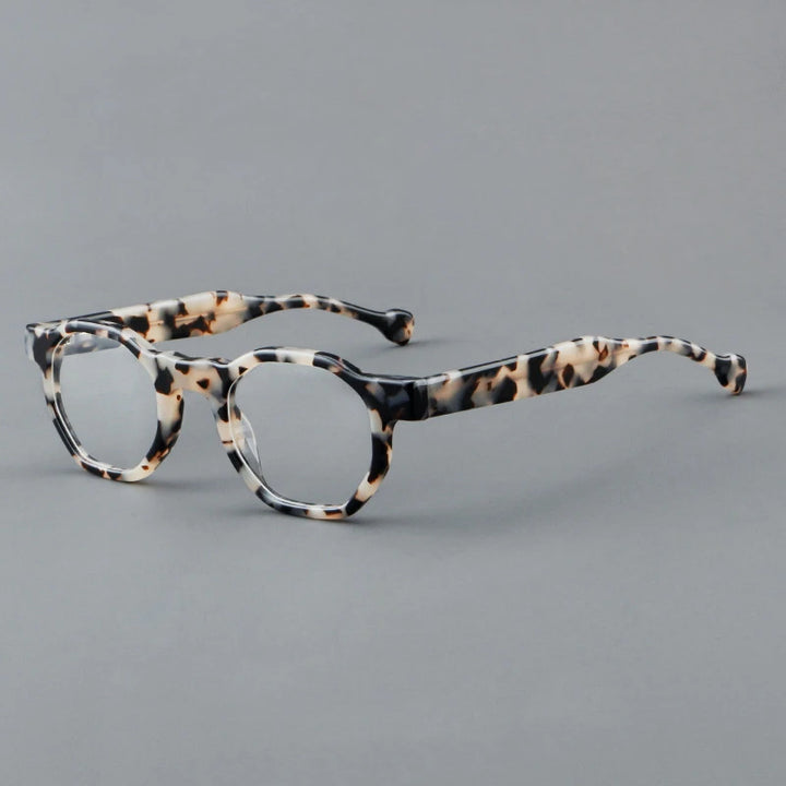 CCspace Unisex Full Rim Flat Top Round Acetate Reading Glasses R57621 Reading Glasses CCSpace +25 Leopard 