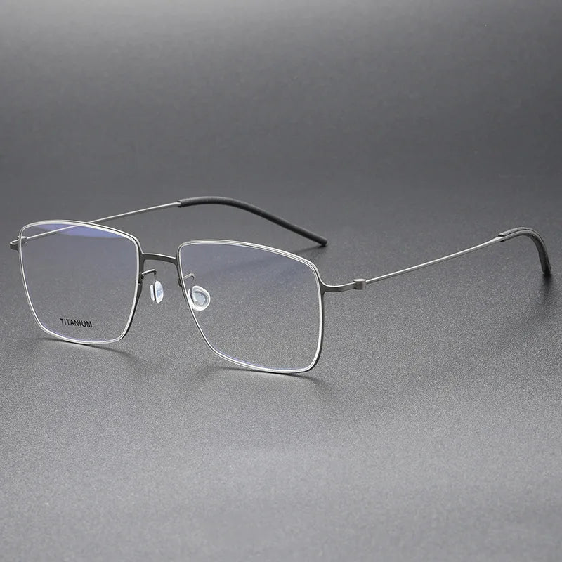 Black Mask Unisex Full Rim Square Screwless Titanium Eyeglasses 45508 Full Rim Black Mask Gun Gray  